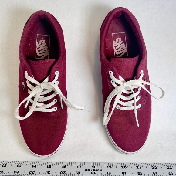 Vans Other - Van's Off The Wall Sneakers Canvas Low-Rise Lace-Up Woman's 8 Burgandy Red TB4R